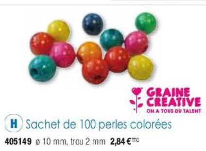 sachet de 100 perles colorées graine créative