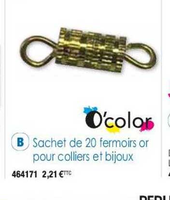 sachet de 20 fermoirs or pour colliers et bijoux o'color
