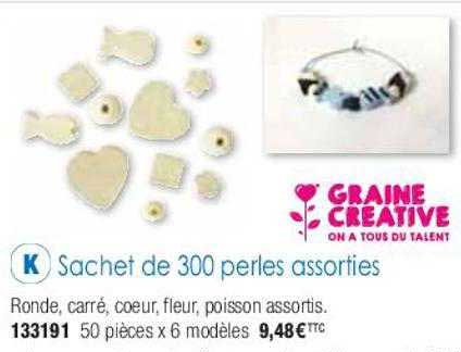 sachet de 300 perles assorties graine créative