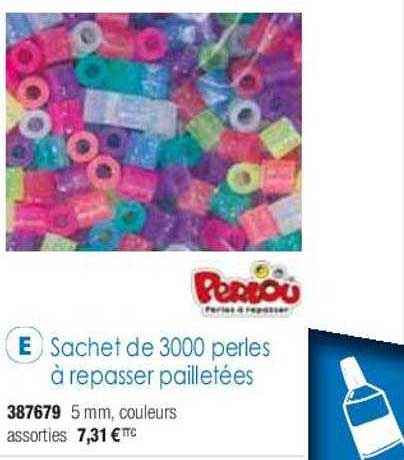 sachet de 3000 perles à repasser pailletées  perlou