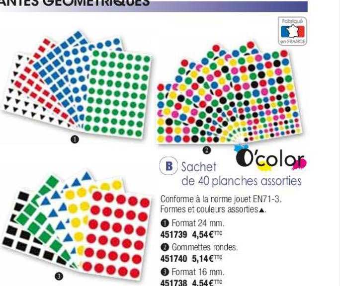 sachet de 40 planches assorties o'color