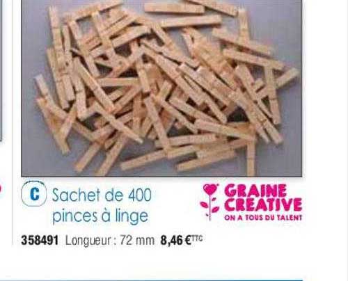sachet de 400 pinces à linge graine créative