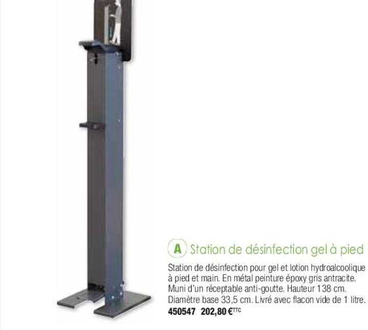station de désinfection gel à pied