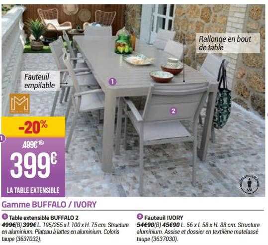 table extensible buffalo 2, fauteuil ivory