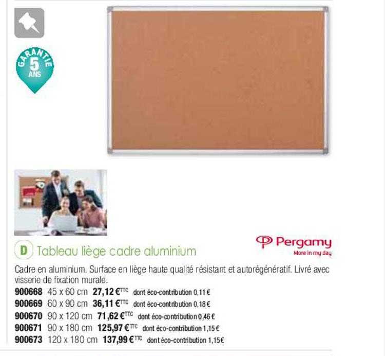 Tableau Liège Cadre Aluminium Pergamy