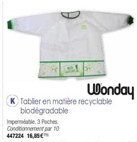tablier en matière recyclable biodégradable wonday