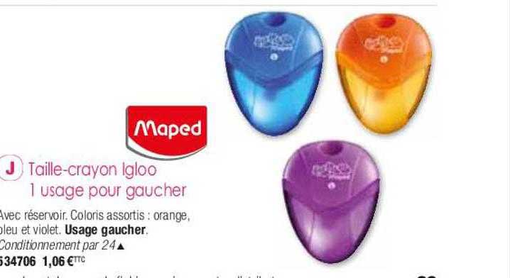 taille-crayon igloo 1 usage pour gaucher maped