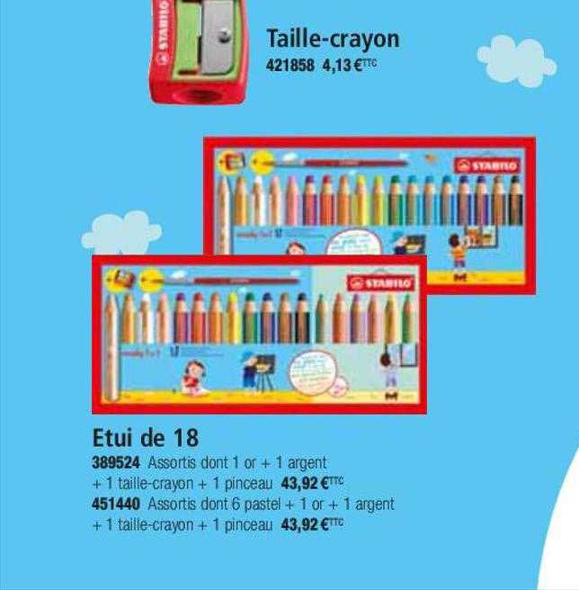 taille-crayon stabilo, étui de 18 stabilo