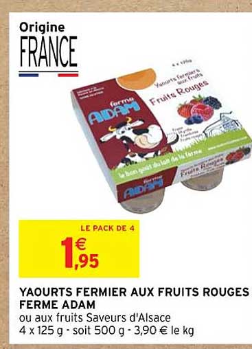Yaourts Fermier Aux Fruits Rouges Ferme Adam