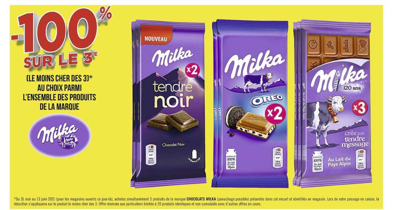 -100% au choix parmi l'ensemble des produits de la marque milka