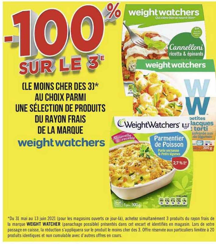-100% sur le 3e weight watchers