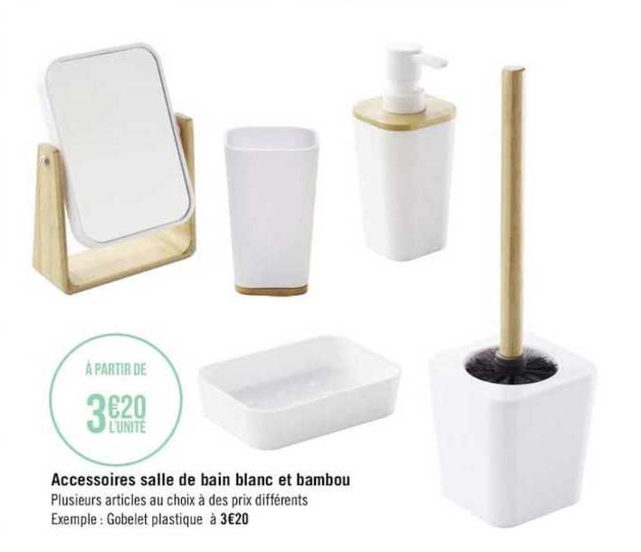 Accessoires Salle De Bain Blanc Et Bambou
