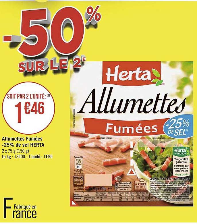 Allumettes Fumées -25% De Sel Herta