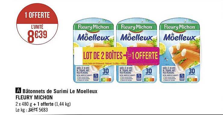 bâtonnets de surimi le moelleux fleury michon