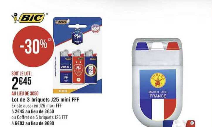 Bic Lot De 3 Briquets J25 Mini Fff