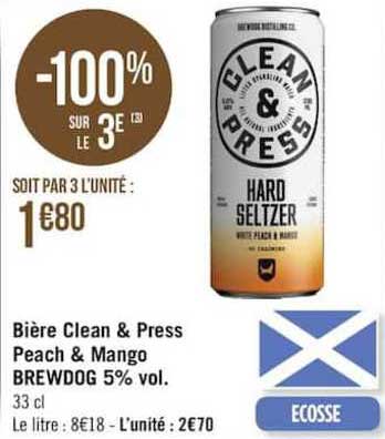 biere clean & press peach & mango brewdog 5%