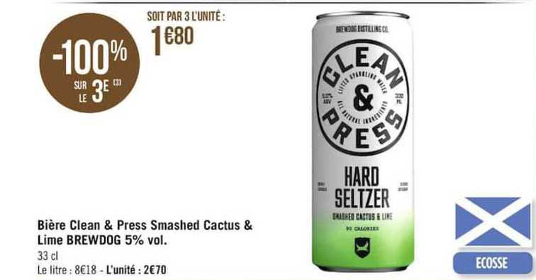 biere clean & press smashed cactus & lime brewdog 5%