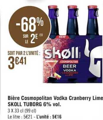 biere cosmopolitan vodka cranberry lime skoll tuborg 6%