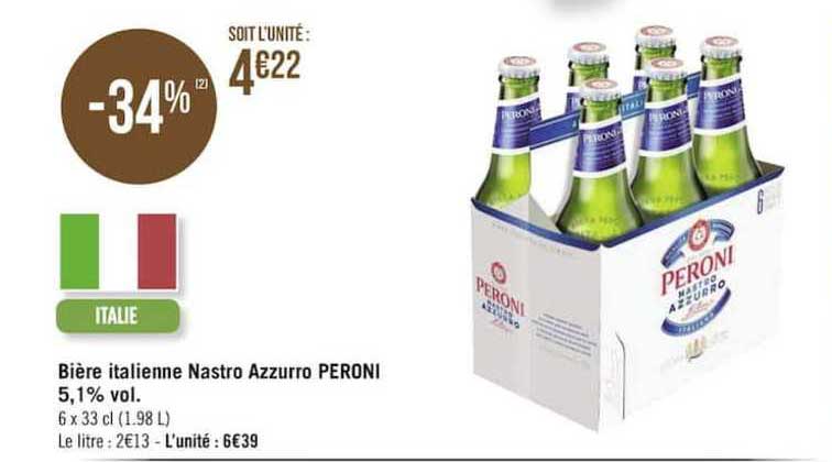 biere italienne nastro azzurro peroni 5,1%