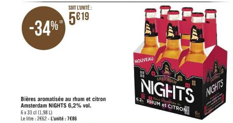 bieres aromatisee au rhum et citron amsterdam nights 6,2%
