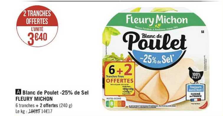 blanc de poulet -25% de sel fleury michon