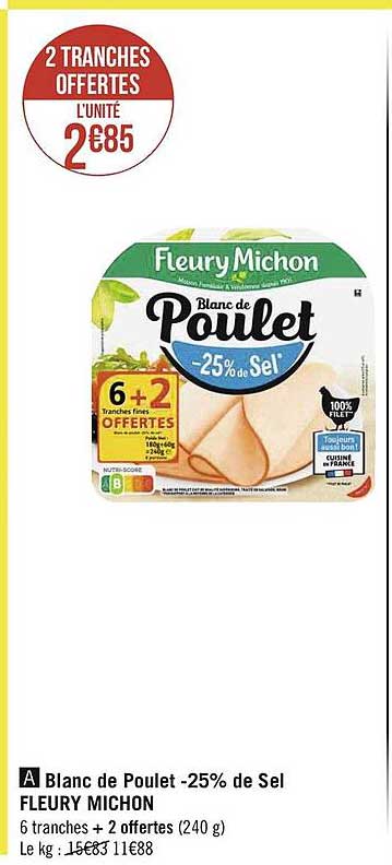 blanc de poulet -25% de sel fleury michon