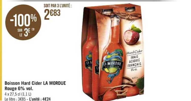 boisson hard cider la mordue rouge 6%