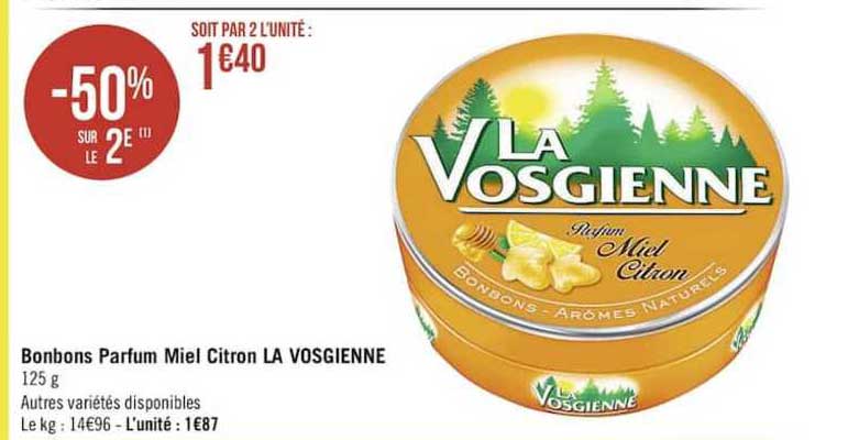 bonbons parfum miel citron la vosgienne