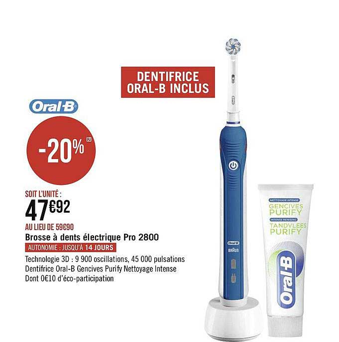 brosse à dents électrique pro 2800 oral b