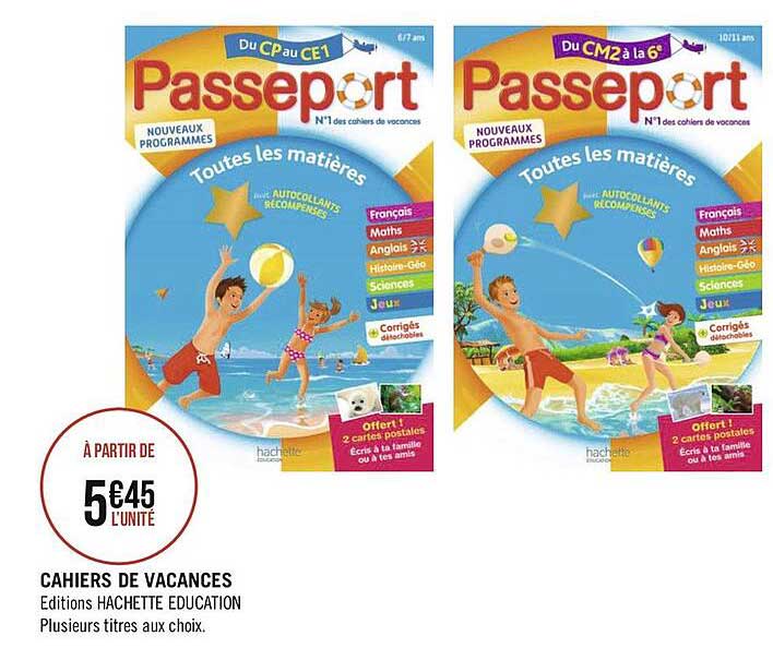 Cahiers De Vacances éditions Hachette éducation