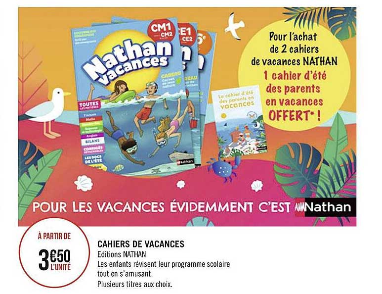 cahiers de vacances éditions nathan
