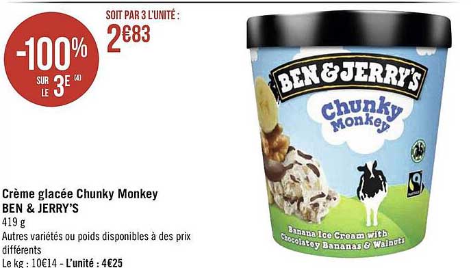 crème glacée chunky monkey ben & jerry's