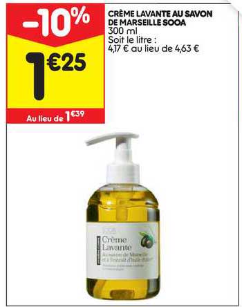 crème lavante au savon de marseille sooa