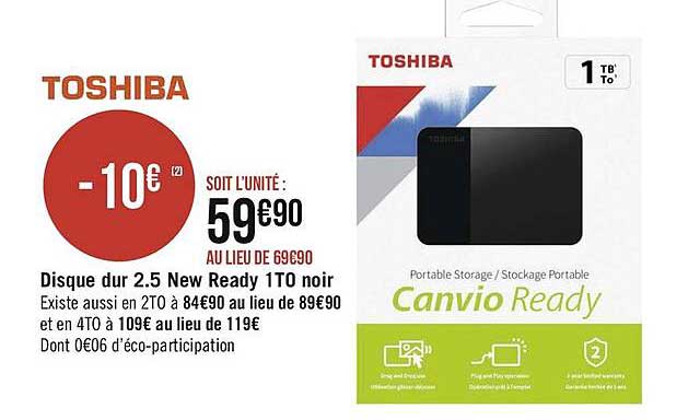 disque dur 2.5 new ready 1 to noir toshiba