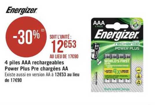 energizer 4 piles aaa rechargeables power plus pre chargees aa