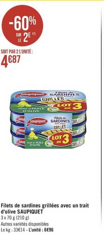 filets de sardines grillees avec un trait d'olive saupiquet