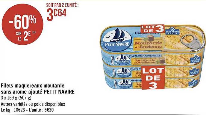 filets maquereaux moutarde sans arome ajouté petit navire