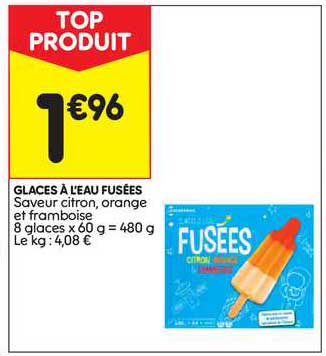 glaces à l'eau fusées