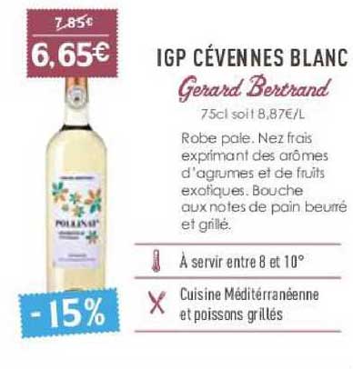 igp cévennes blanc gerard bertrand