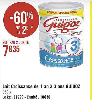 lait croissance de 1 an à 3 ans guigoz