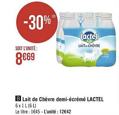 lait de chèvre demi-écrémé lactel