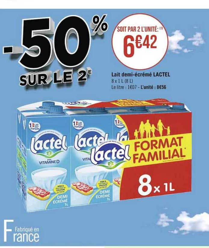 lait demi-ecreme lactel