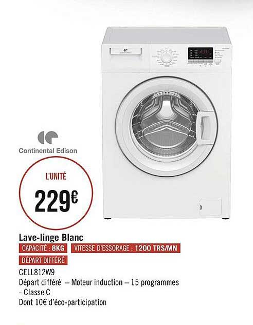 lave-linge blanc continental edison