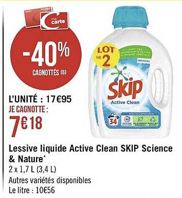 lessive liquide active clean skip science & nature