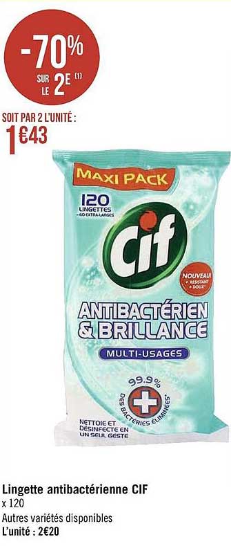 lingette antibactérienne cif