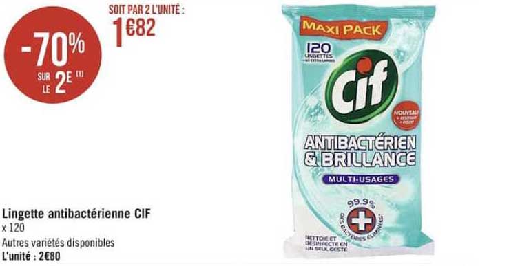 lingette antibacterienne cif