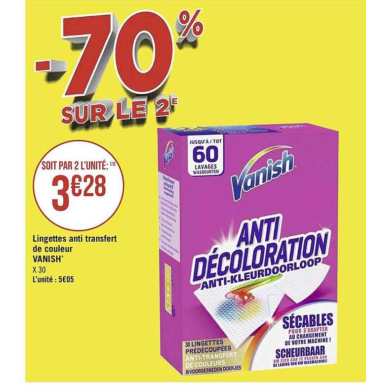 lingettes anti transfert de couleur vanish