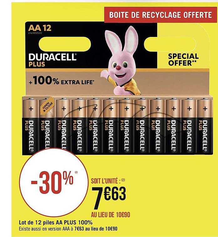 Lot De 12 Piles Aa Plus 100% Duracell