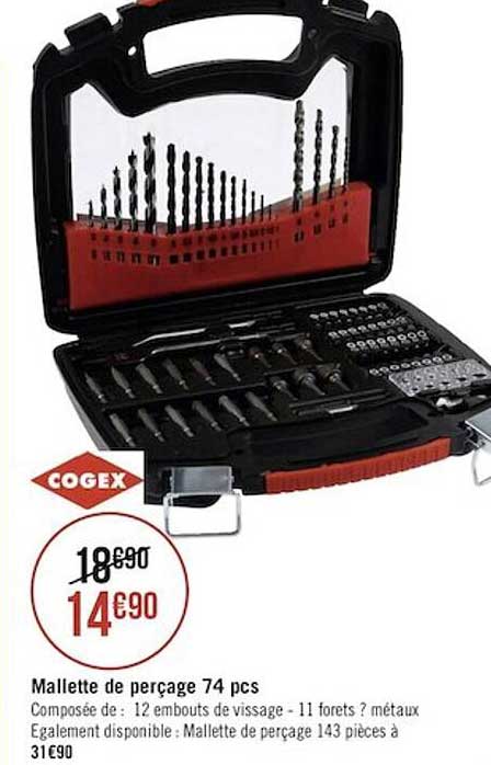 mallette de perçage 74 pcs cogex