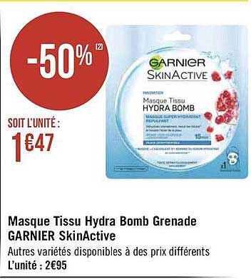 masque tissu hydra bomb grenade garnier skinactive